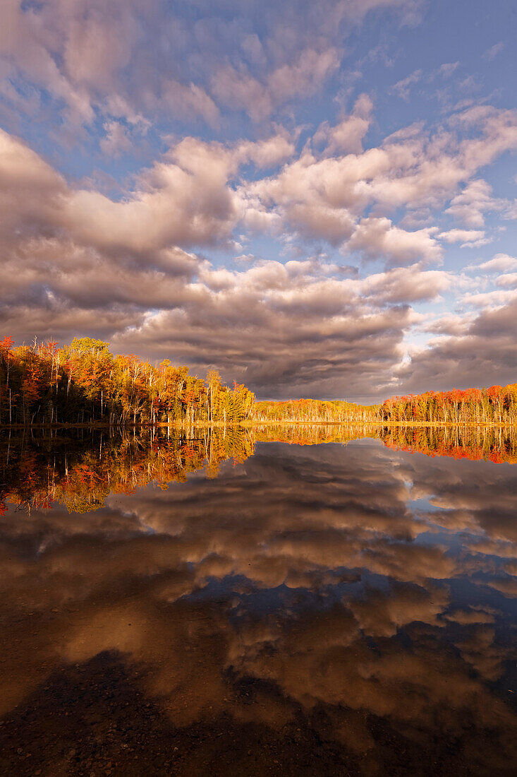 Red Jack Lake and sunrise reflection, Alger County, Upper Peninsula of Michigan.