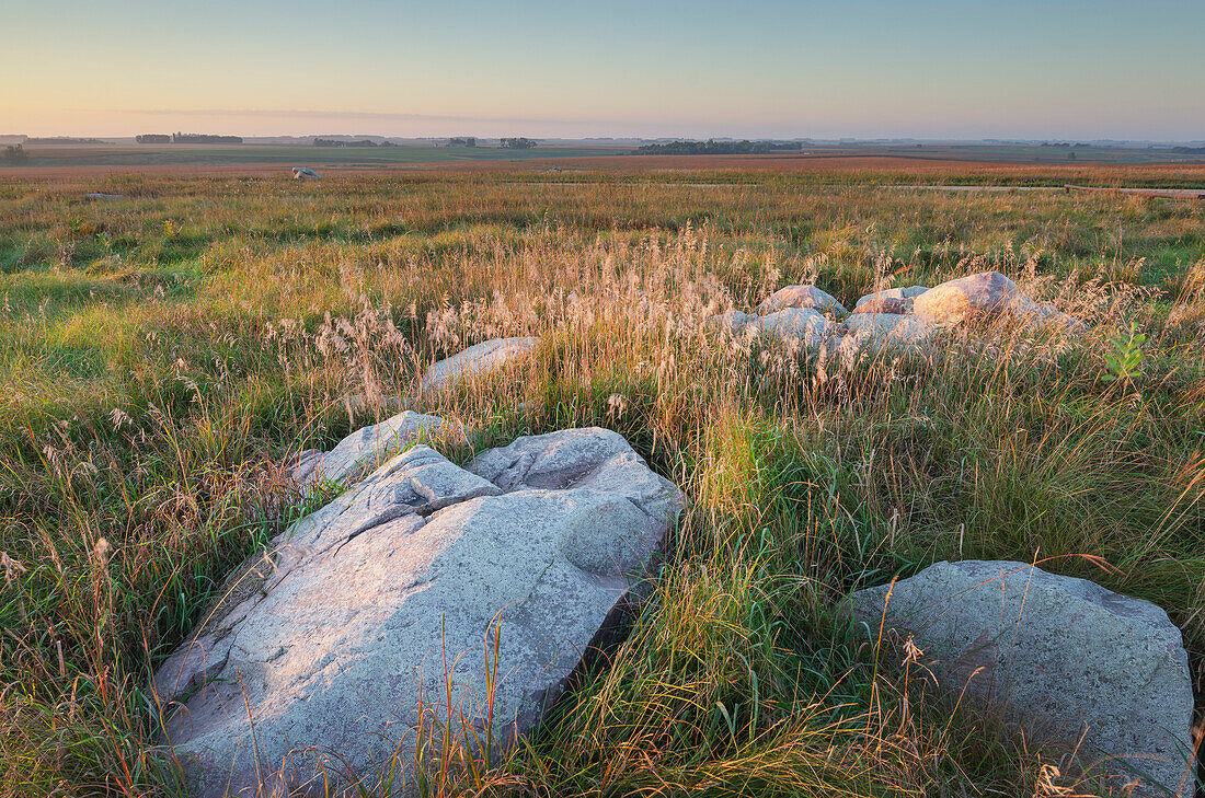 Boulders of quartzite in Touch the Sky Prairie, southwest, Minnesota