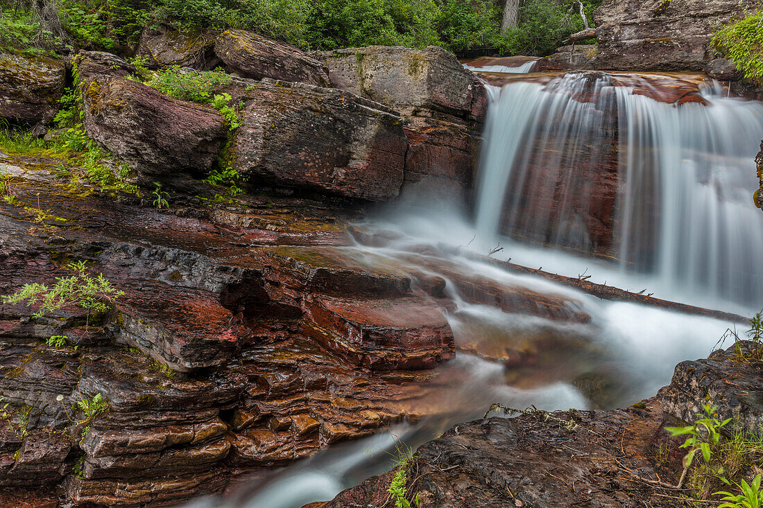 Red rocked Virginia Creek in Glacier National Park, Montana, USA (Large format sizes available)