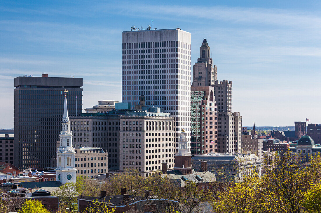 USA, Rhode Island, Providence, Stadtsilhouette vom Prospect Terrace Park