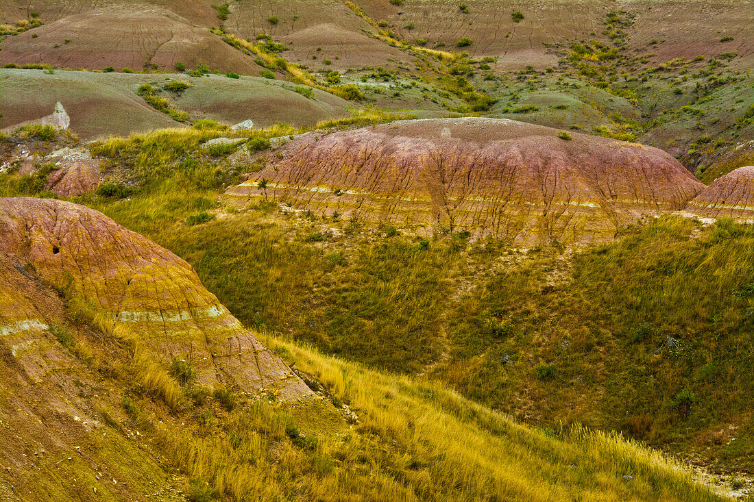 Colorful Hills, Early Autumn, Badlands Loop Road, Badlands National Park, South Dakota, Usa