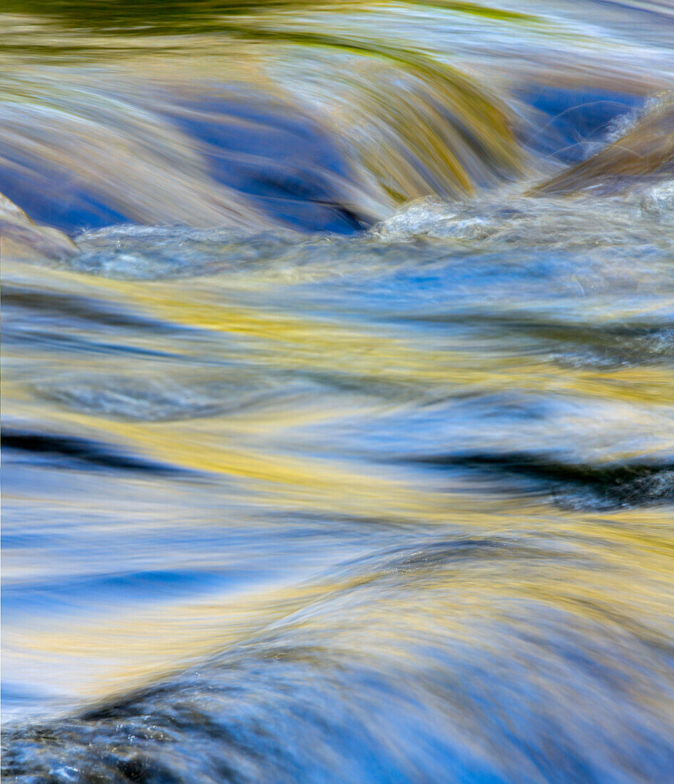 Fließendes Wasser und Frühlingsfarben, die sich im Bach spiegeln, Great Smoky Mountains National Park, Tennessee