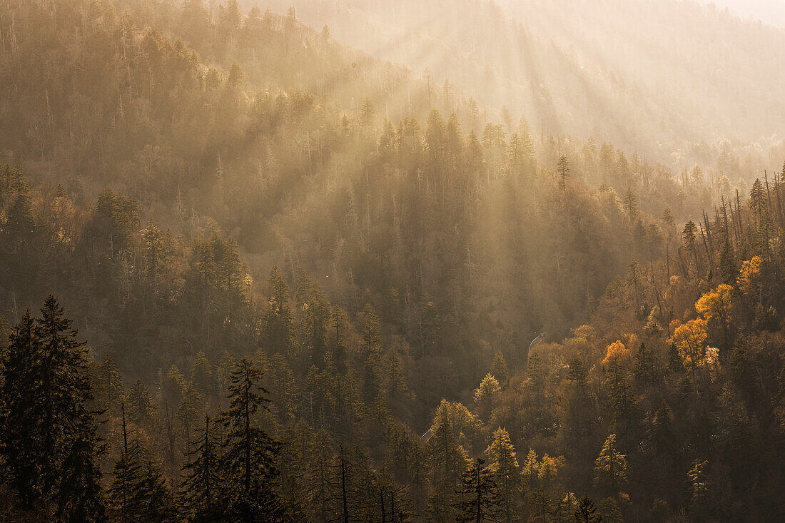 Spring sunset from Morton Overlook, Great Smoky Mountains, National Park, Tennessee