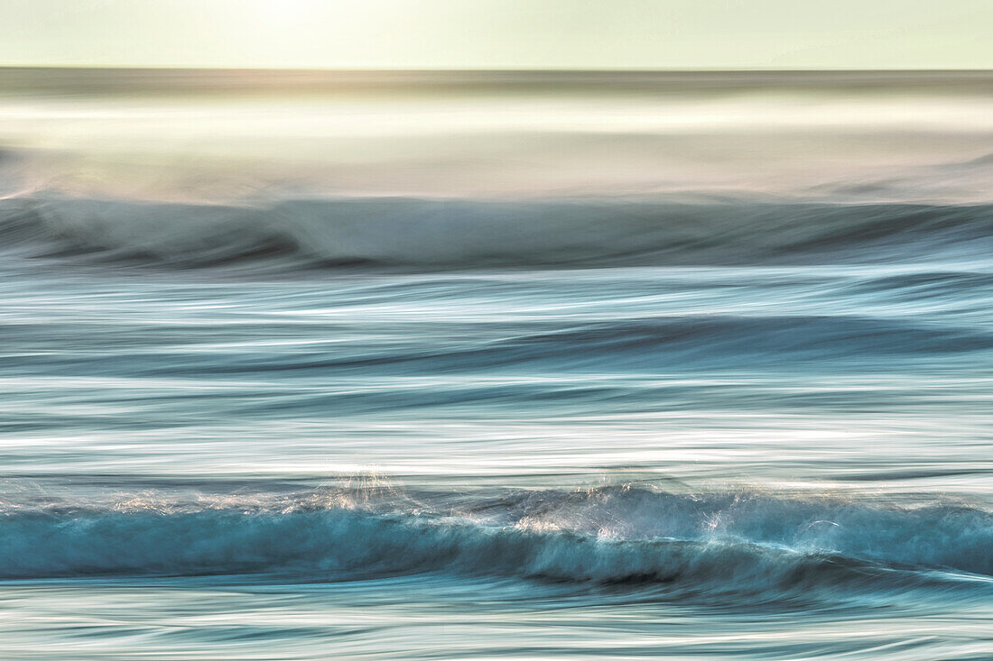 USA, Washington, Cape Disappointment State Park. Motion blur of sunset on coast