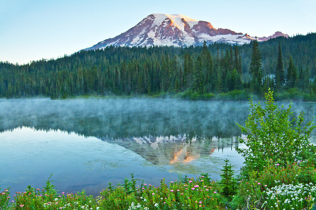 Mount Rainier, reflection, Mirror Lake, Mount Rainier National Park, Washington State, USA