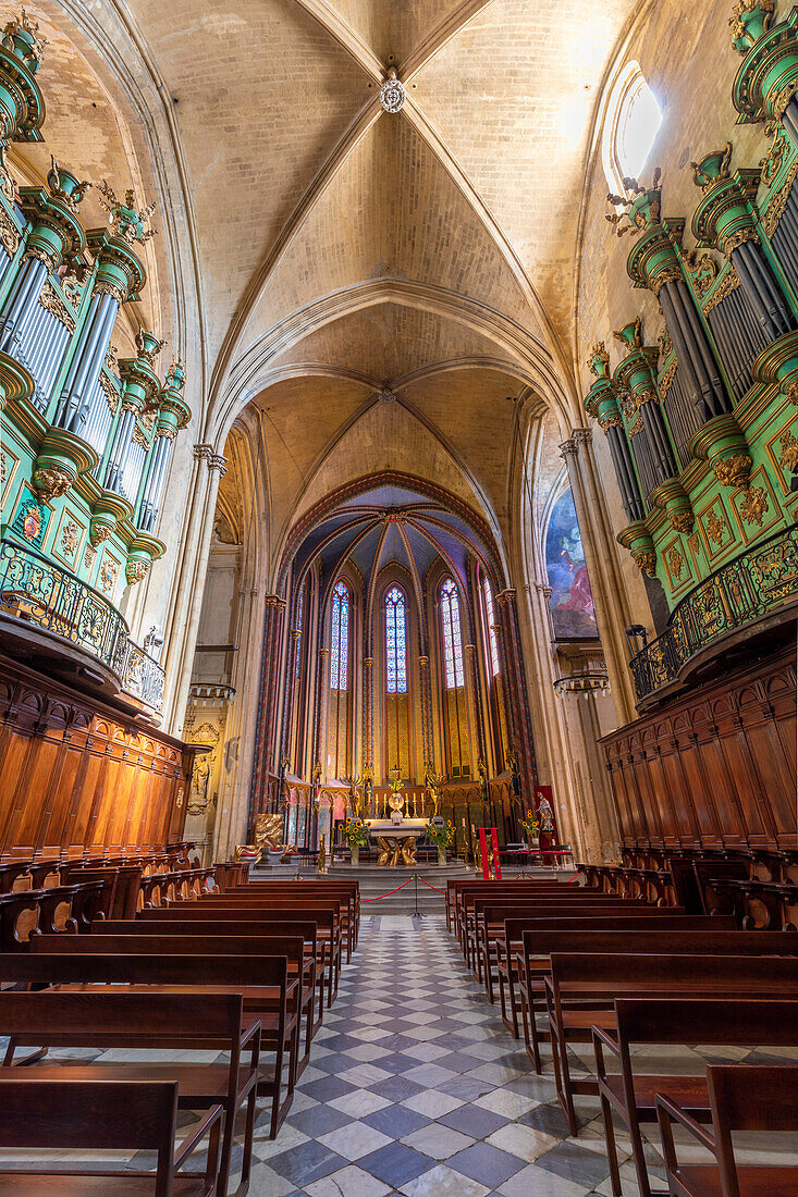 Innenraum der Kathedrale von Aix, Aix-en-Provence, Bouches-du-Rhone, Provence-Alpes-Cote d'Azur, Frankreich, Westeuropa