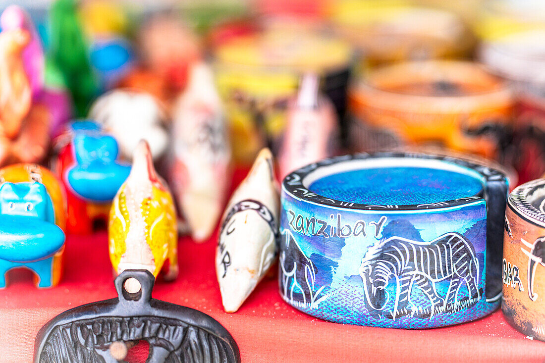 Painted souvenirs, Zanzibar, Tanzania, East Africa, Africa