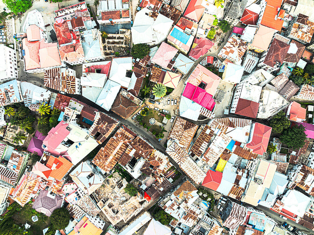 Residential buildings from above, Stone Town, Zanzibar, Tanzania, East Africa, Africa
