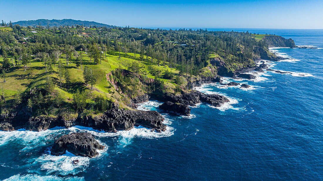 Aerial of Norfolk Island, Australia, Pacific