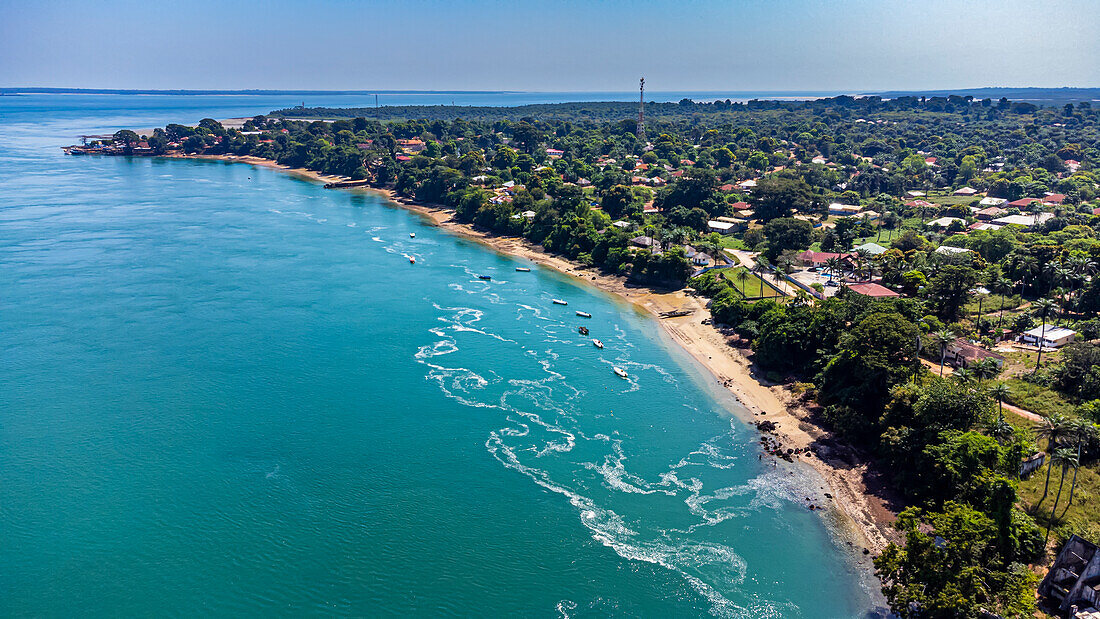 Aerial of Bubaque island, Bijagos archipelago, Guinea Bissau, West Africa, Africa
