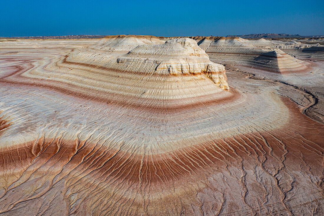 Multicoloured layers of sandstone, Kyzylkup, Mangystau, Kazakhstan, Central Asia, Asia