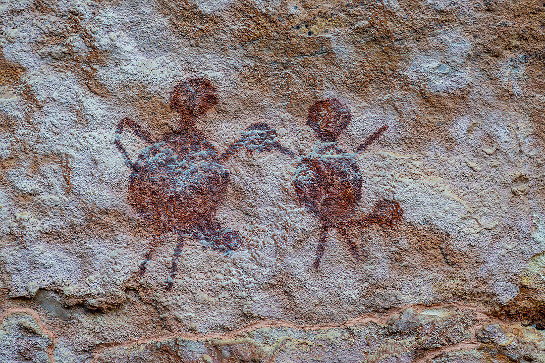 Felsmalerei auf der Pedra Furada, Nationalpark Serra da Capivara, UNESCO-Welterbe, Piaui, Brasilien, Südamerika