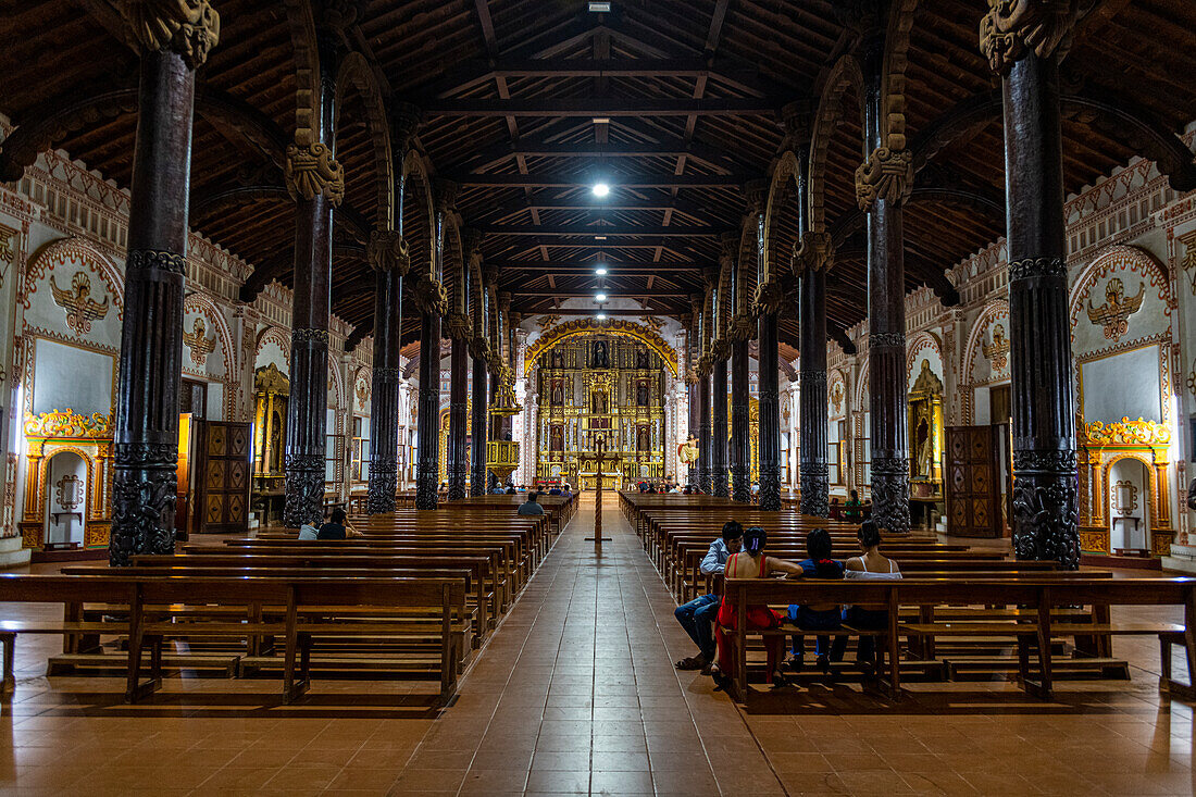 Interior of the San Ignacio de Velasco Mission, Jesuit Missions of Chiquitos, Santa Cruz department, Bolivia, South America