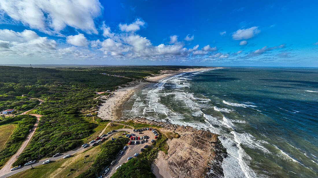 Aerial of the beaches in the Santa Teresa National Park, Uruguay, South America