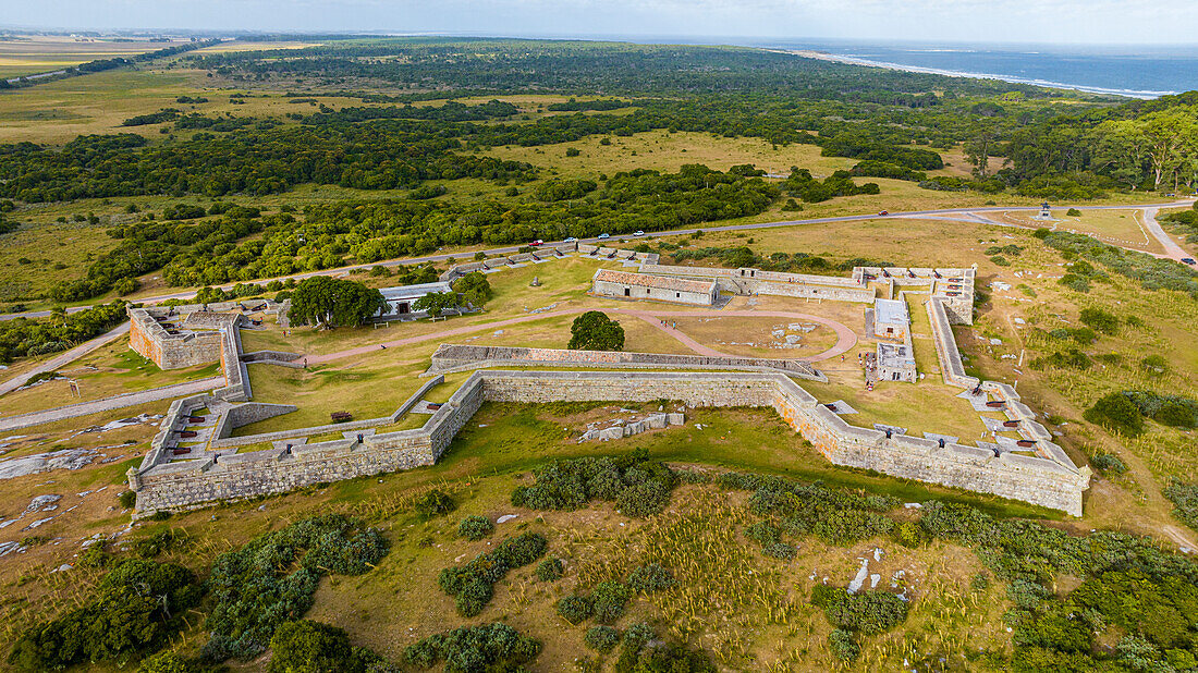 Aerial of the Fort of Santa Teresa, Santa Teresa National Park, Uruguay, South America