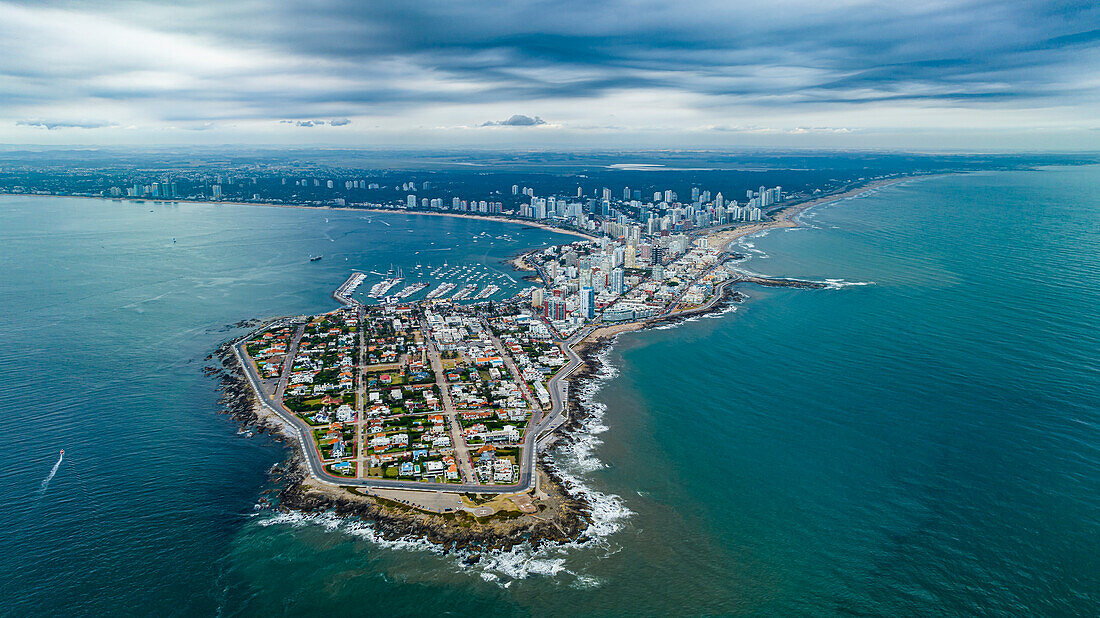 Aerial of Punta del Este, Uruguay, South America