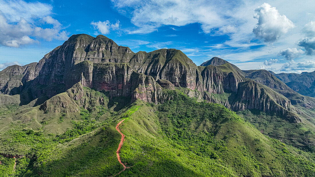 Aerial of the mountains around Samaipata, Santa Cruz department, Bolivia, South America