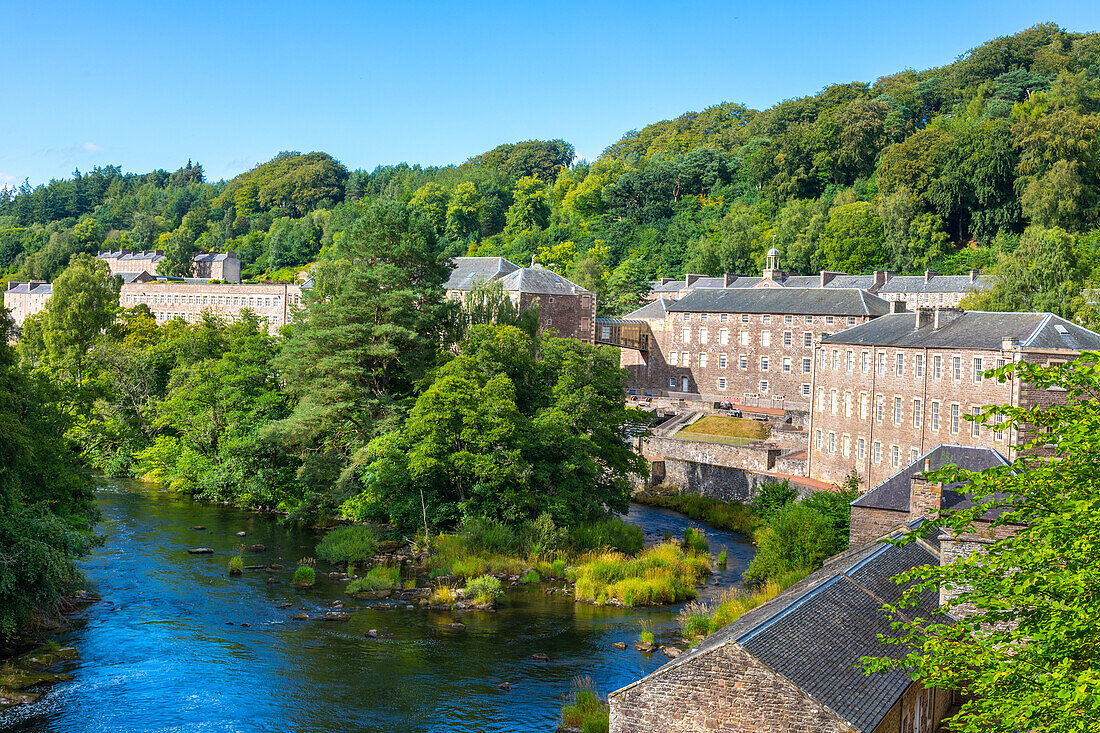 Fluss Clyde, New Lanark, UNESCO-Weltkulturerbe, Lanarkshire, Schottland, Vereinigtes Königreich, Europa