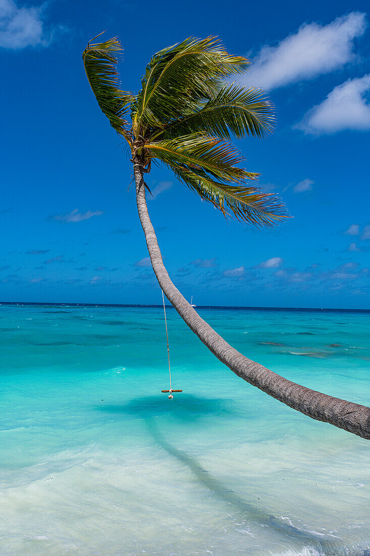 Weißer Sandstrand PK-9, Fakarava, Tuamotu-Archipel, Französisch-Polynesien, Südpazifik, Pazifik