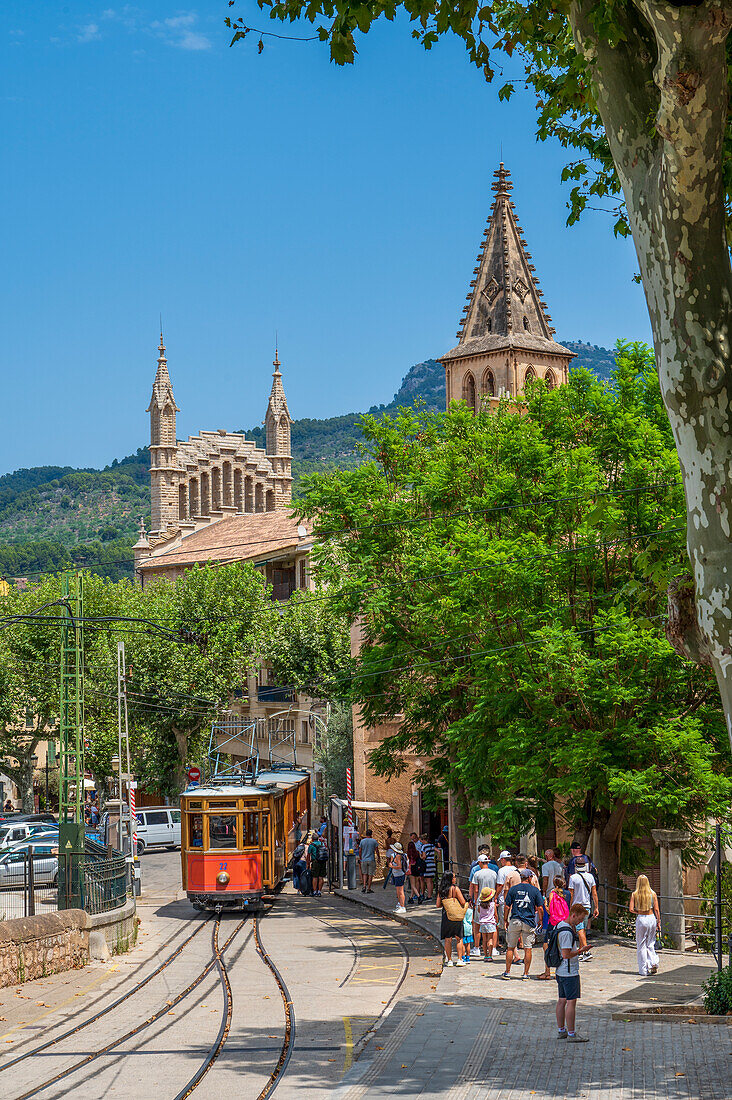 Palma to Soller tram in Soller, Majorca, Balearic Islands, Spain, Mediterranean, Europe