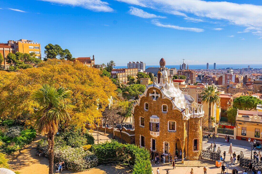 Antoni Gaudi, Park Guell, UNESCO World Heritage Site, Barcelona, Catalonia, Spain, Europe