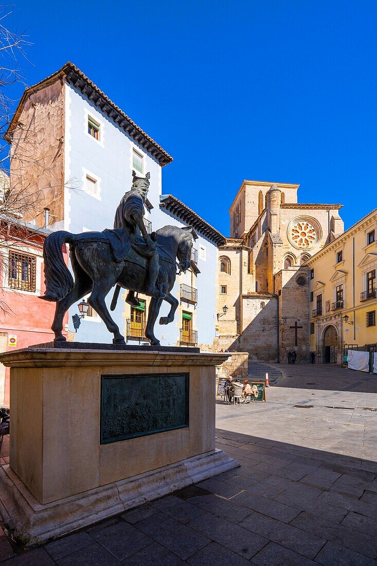 Skulptur von König Alfonso VIII., Cuenca, Kastilien-La Mancha, Spanien, Europa