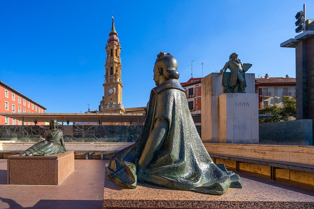 Plaza del Pilar, Zaragoza, Aragonien, Spanien, Europa