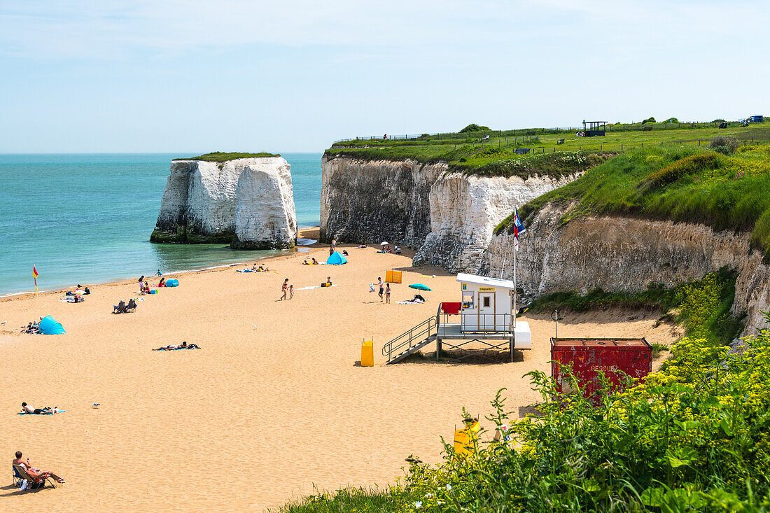 Chalk cliffs and the beach at Botany Bay, Kent, England, United Kingdom, Europe