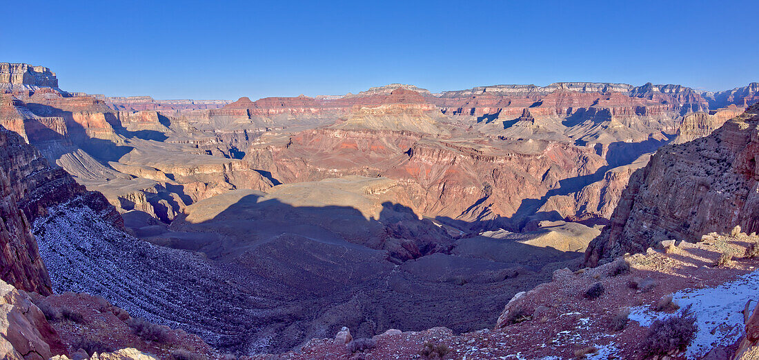 Blick auf den Pipe Creek von der westlichen Klippe des Skeleton Point entlang des South Kaibab Trail, Grand Canyon, UNESCO-Weltnaturerbe, Arizona, Vereinigte Staaten von Amerika, Nordamerika