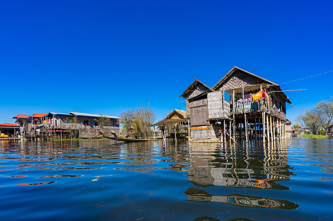 Stilt houses in village on Lake Inle, Shan State, Myanmar (Burma), Asia