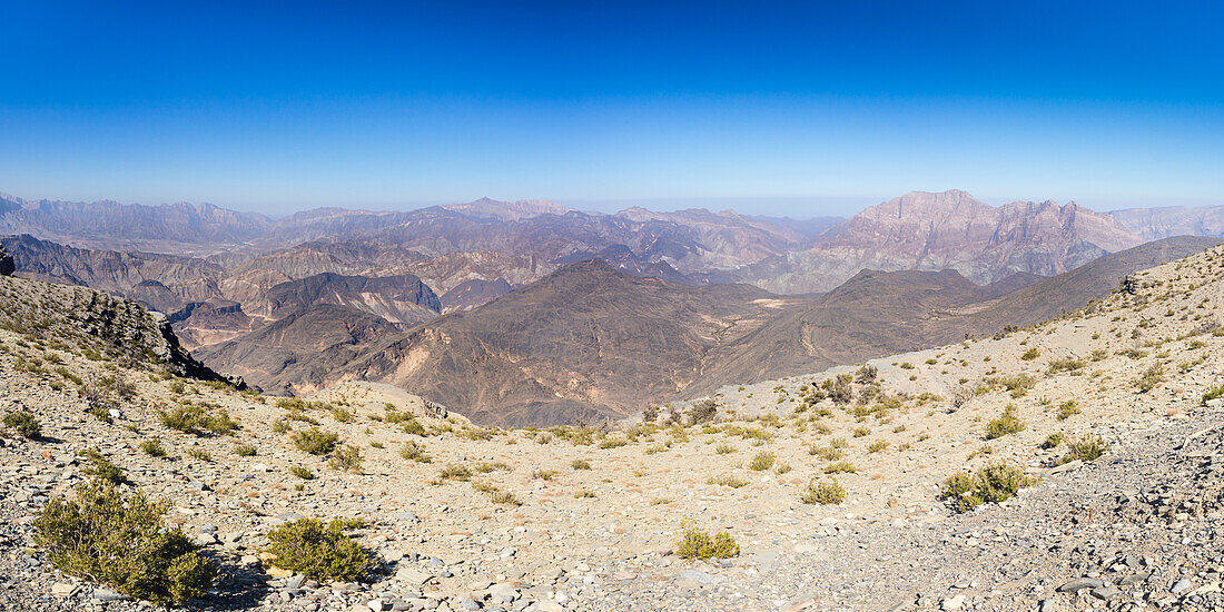 Al Hajar-Gebirge (Oman-Gebirge) in der Nähe des Jebel Shams Canyon, Oman, Naher Osten