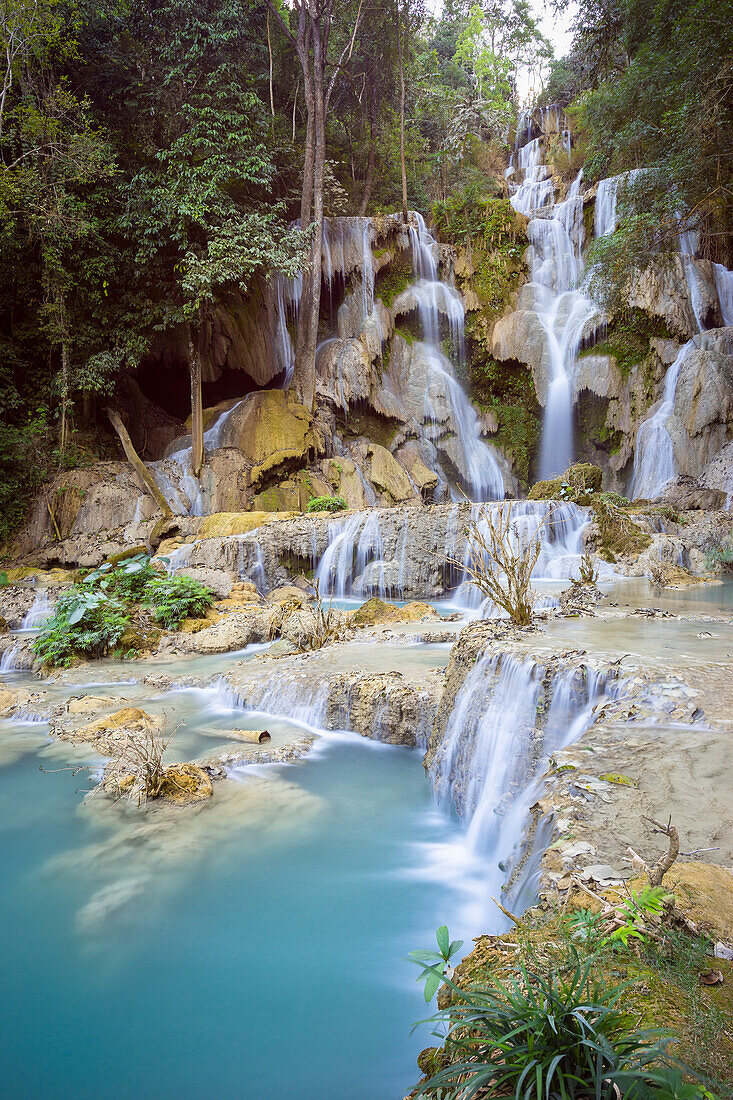 Kuang-Si-Wasserfälle, Luang Prabang, Laos, Indochina, Südostasien, Asien