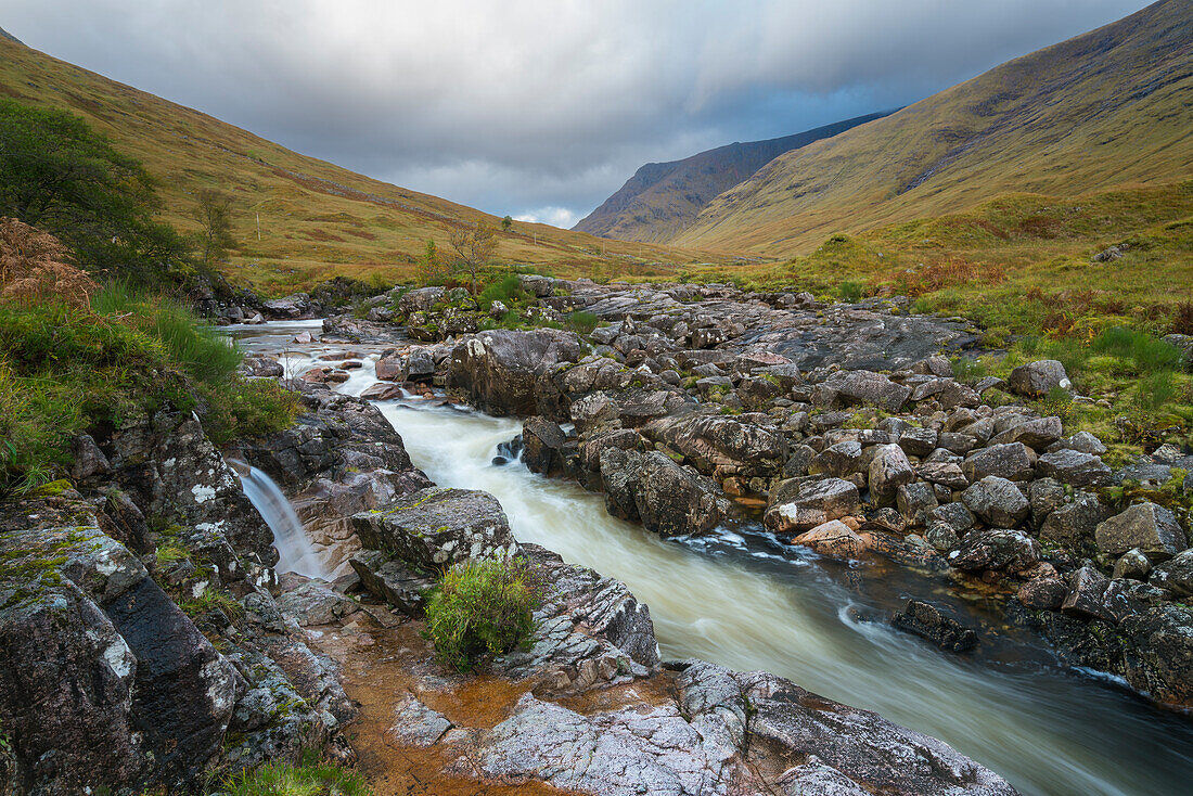 River Etive, Glencoe, Highlands, Schottland, Vereinigtes Königreich, Europa