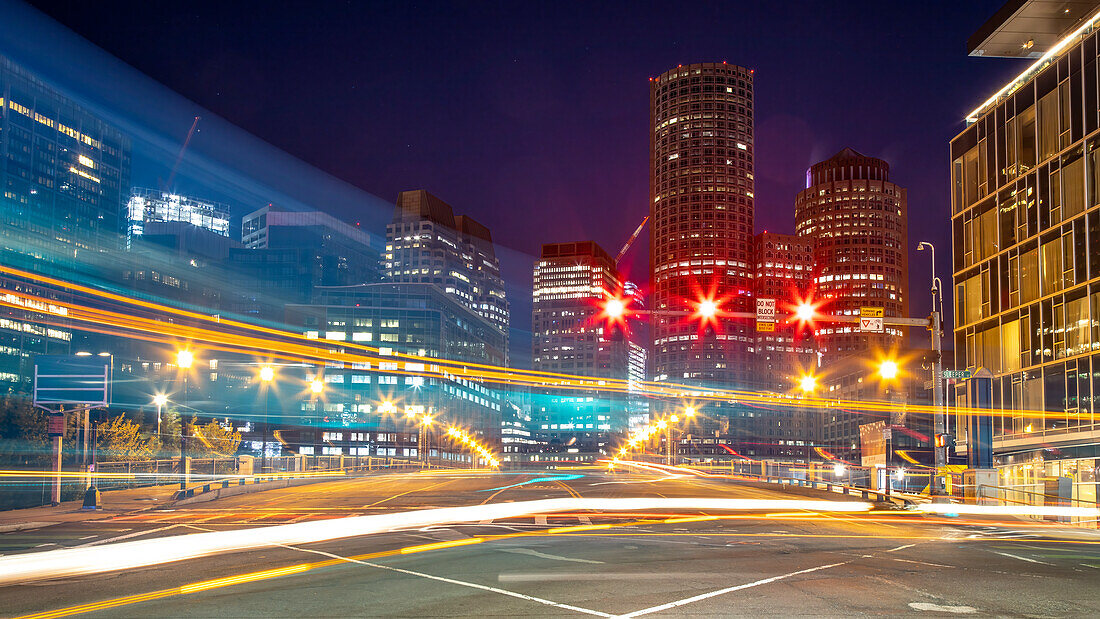 Morning Traffic at Boston's Seaport, Boston, Massachusetts, New England, United States of America, North America