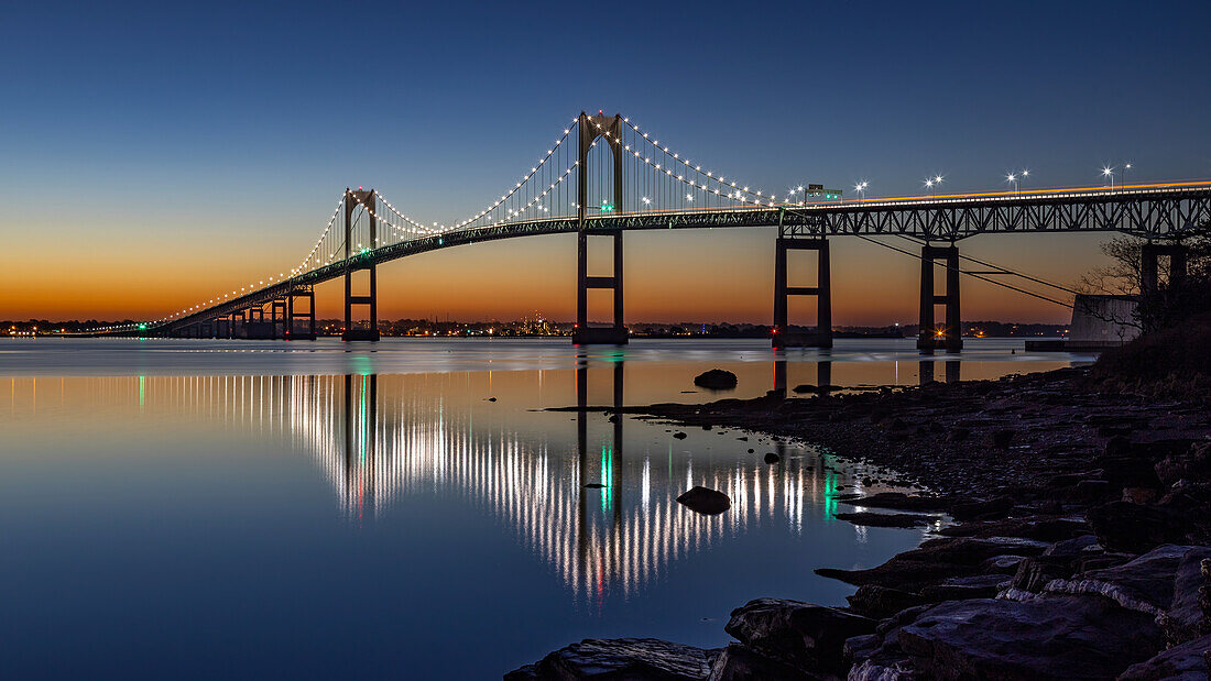 Newport Pell Bridge, Jamestown, Rhode Island, Neuengland, Vereinigte Staaten von Amerika, Nordamerika