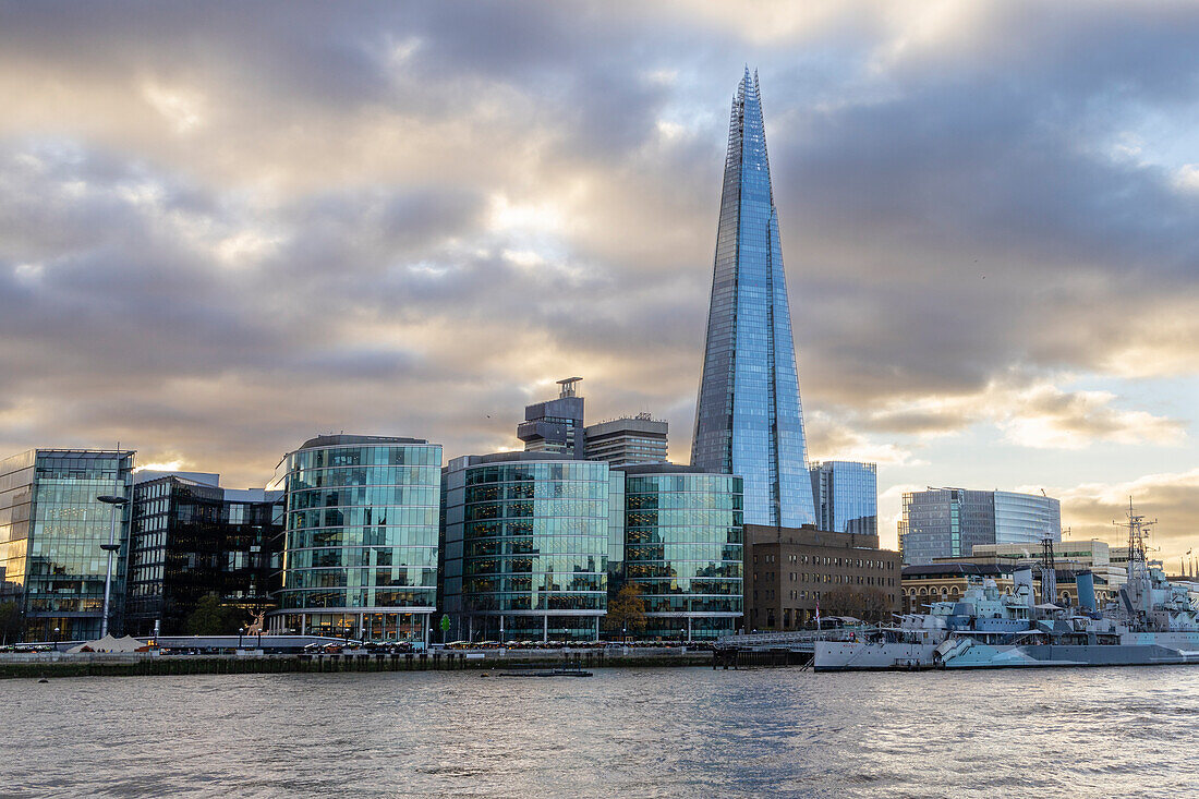 The Queen's Walk and The Shard, London, England, United Kingdom, Europe