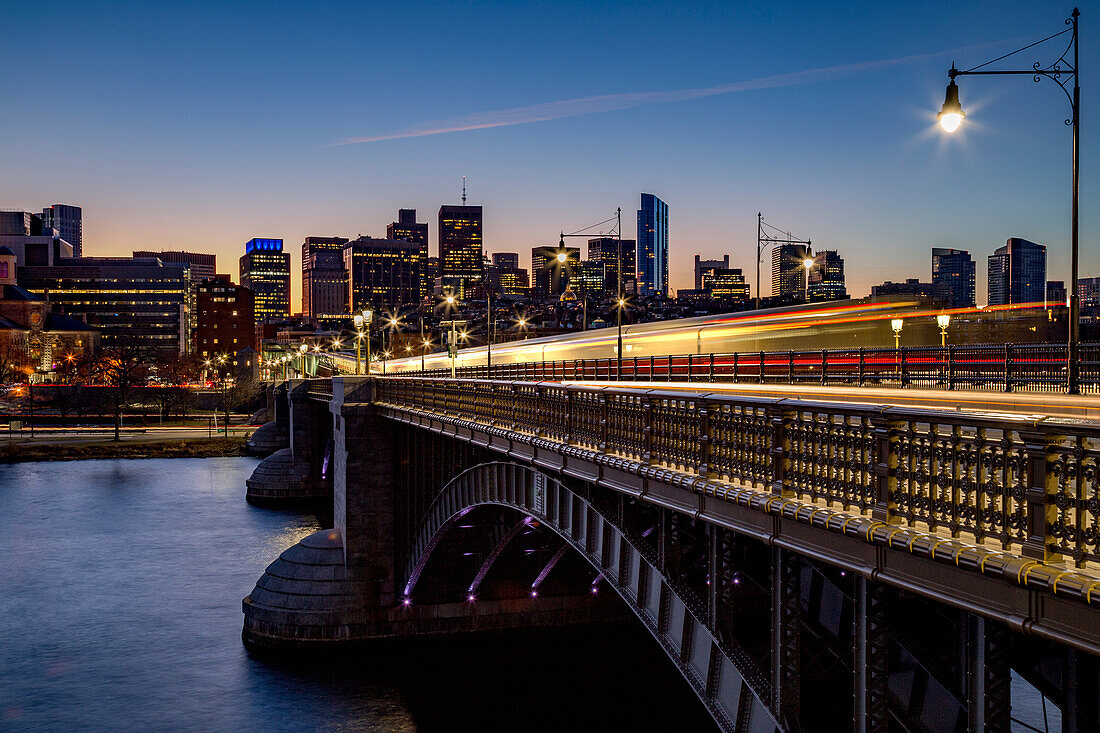 Longfellow Bridge at dawn, Boston, Massachusetts, New England, United States of America, North America