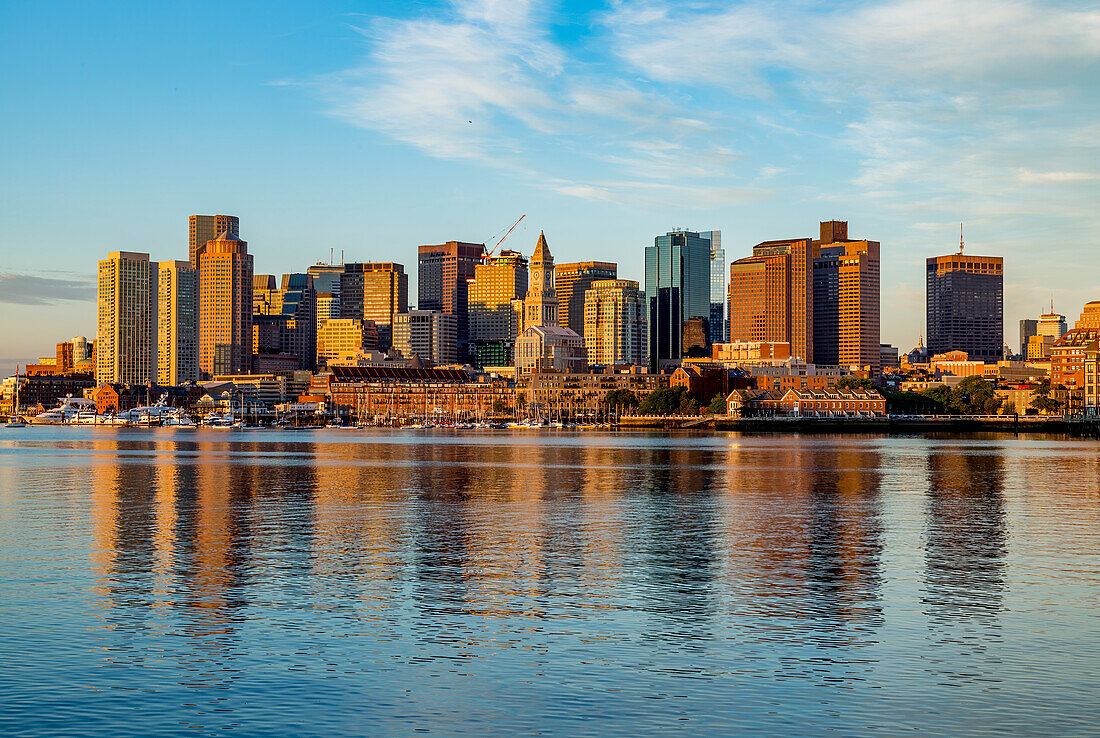 Boston Skyline at dawn, Boston, Massachusetts, New England, United States of America, North America