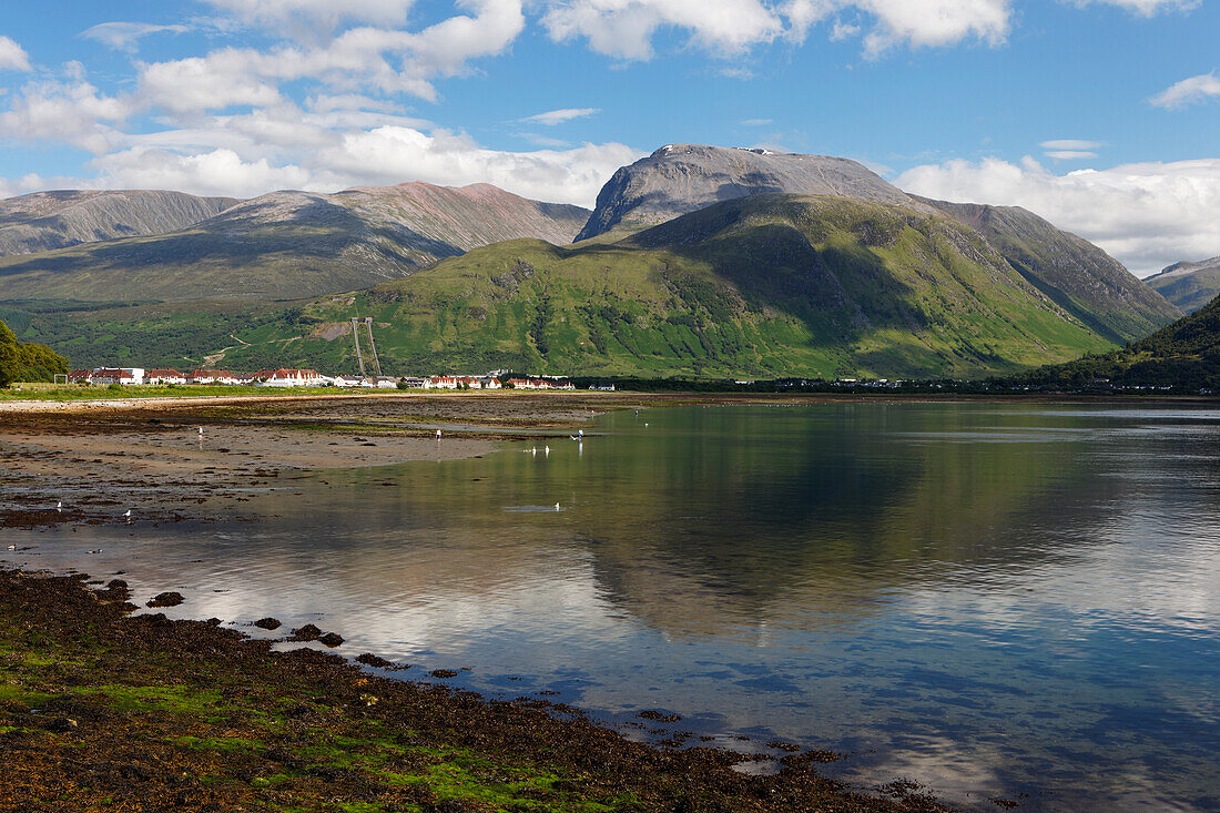 Ben Nevis and Fort William from Corpach, Highlands, Scotland, United Kingdom, Europe