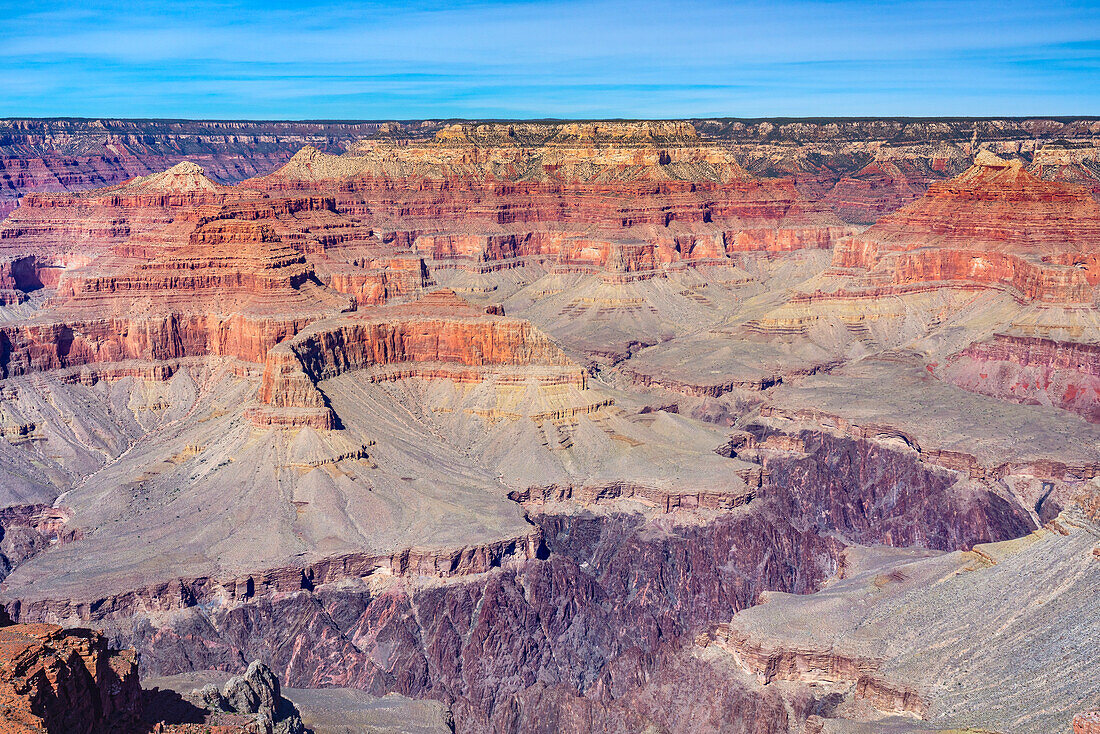 Grand Canyon along Hermit Road on sunny day, Grand Canyon National Park, UNESCO World Heritage Site, Arizona, United States of America, North America