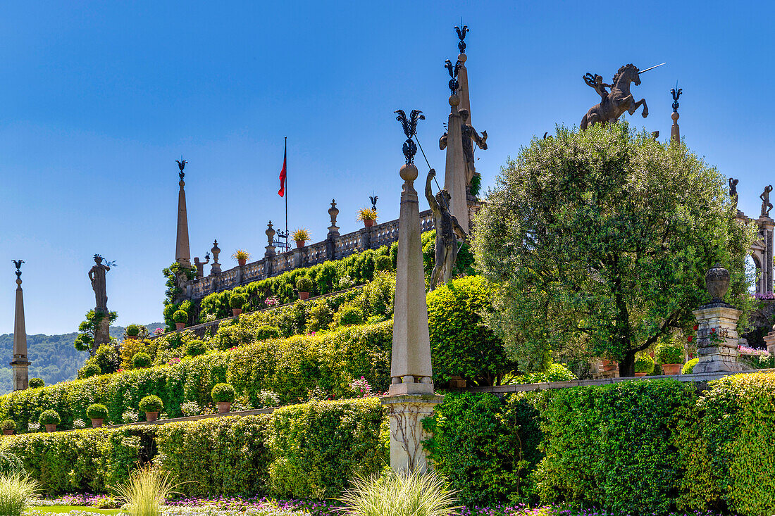 Die Gärten des Palazzo Borromeo, Isola Bella, Borromäische Inseln, Lago Maggiore, Stresa, Piemont, Italienische Seen, Italien, Europa