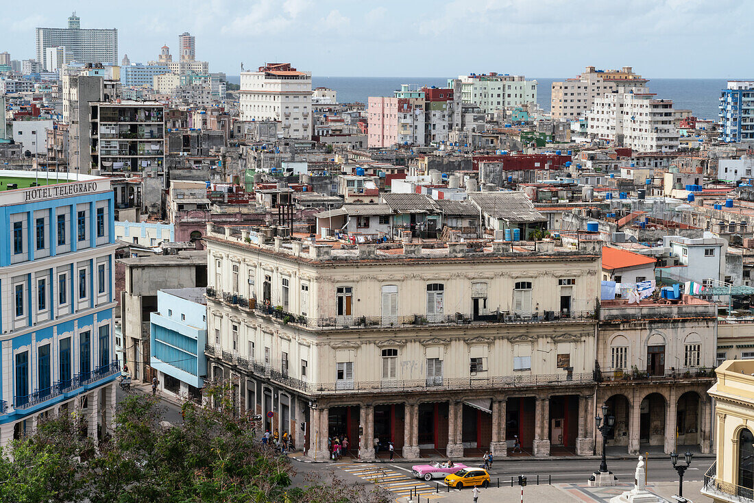 Aerial view of the dividing streets between Modern and Old Havana, Cuba, West Indies, Caribbean, Central America