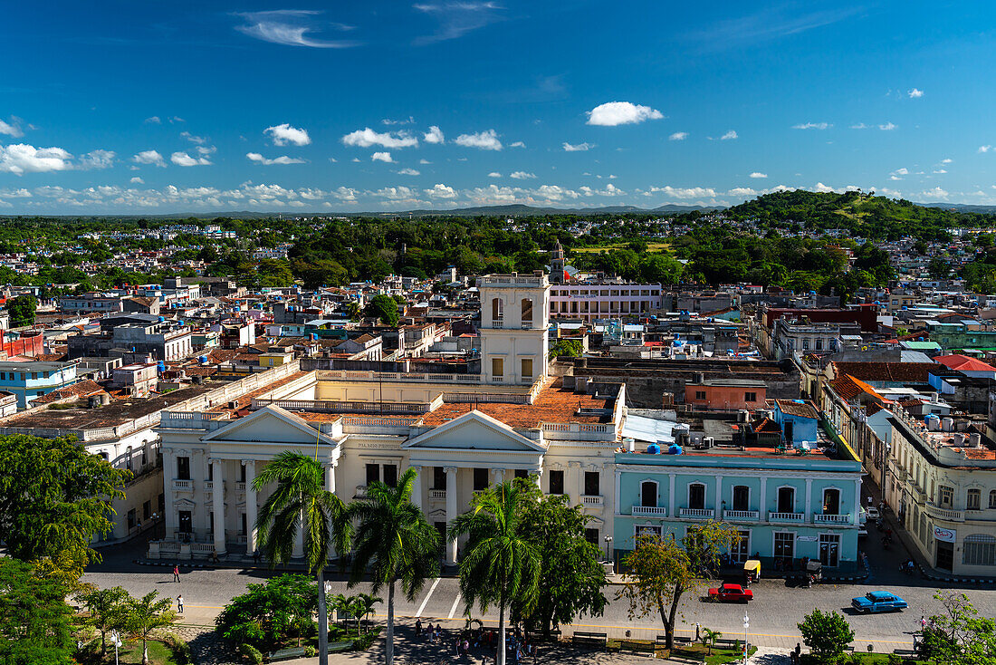 Aerial view of main square of Santa Clara, Cuba, West Indies, Caribbean, Central America