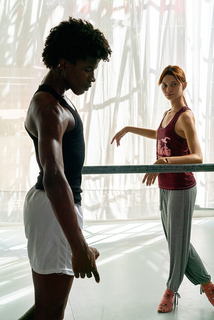 Dancers in rehearsal class of the Mi Compania Ballet Company, Havana, Cuba, West Indies, Caribbean, Central America