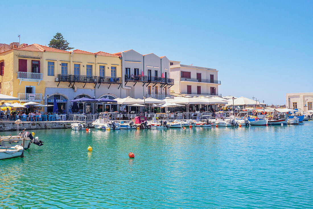 Venetian harbour, Rethymno, Crete, Greek Islands, Greece, Europe