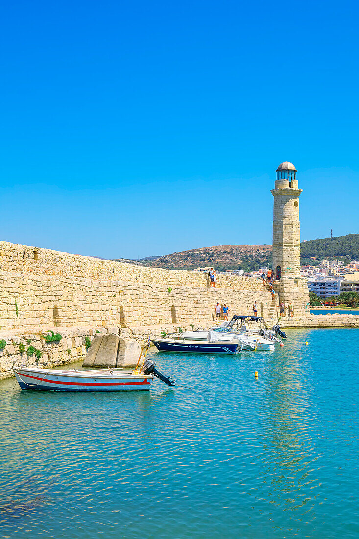 Venetian lighthouse, Rethymno, Crete, Greek Islands, Greece, Europe