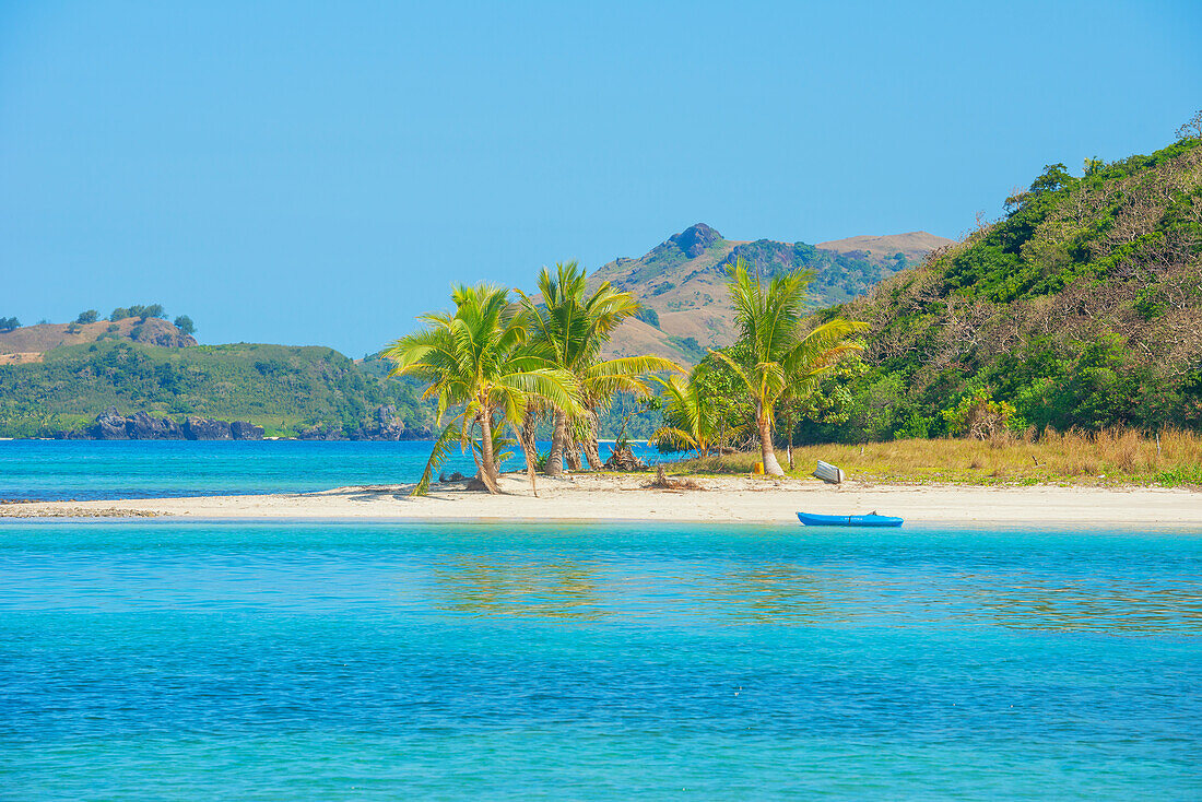 Tropical sandy beach, Matacawalevu Island, Yasawa islands, Fiji, South Pacific Islands, Pacific