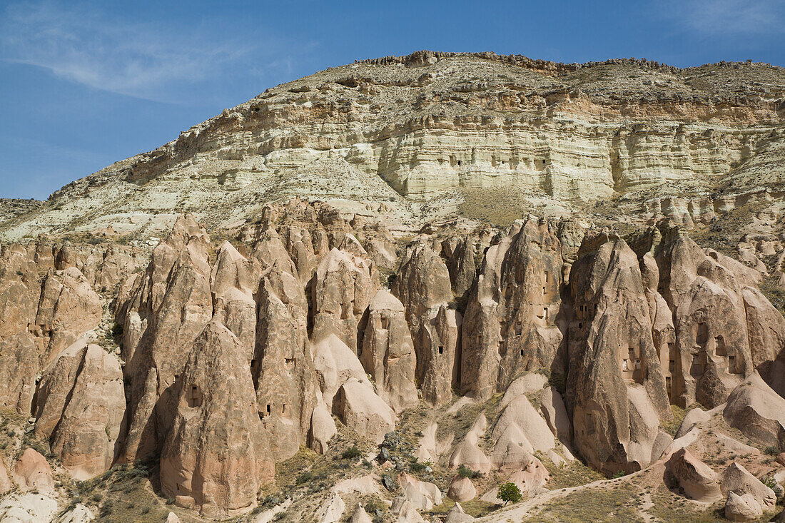 Cave Houses, near Cavusin, Cappadocia Region, Nevsehir Provice, Anatolia, Turkey, Asia Minor, Asia