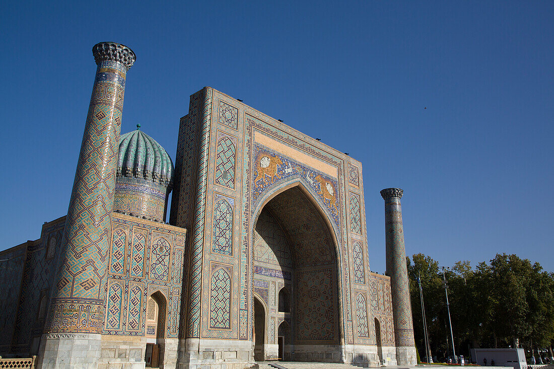 Sherdor-Madrassa, fertiggestellt 1636, Registan-Platz, UNESCO-Welterbe, Samarkand, Usbekistan, Zentralasien, Asien