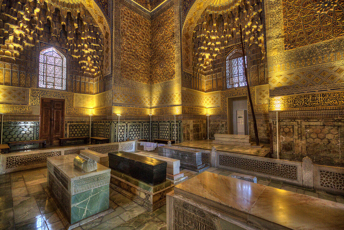 Interior, Gur-E-Amir Complex (Mausoleum), built 1403, Burial Site of Amir Temir, UNESCO World Heritage Site, Samarkand, Uzbekistan, Central Asia, Asia